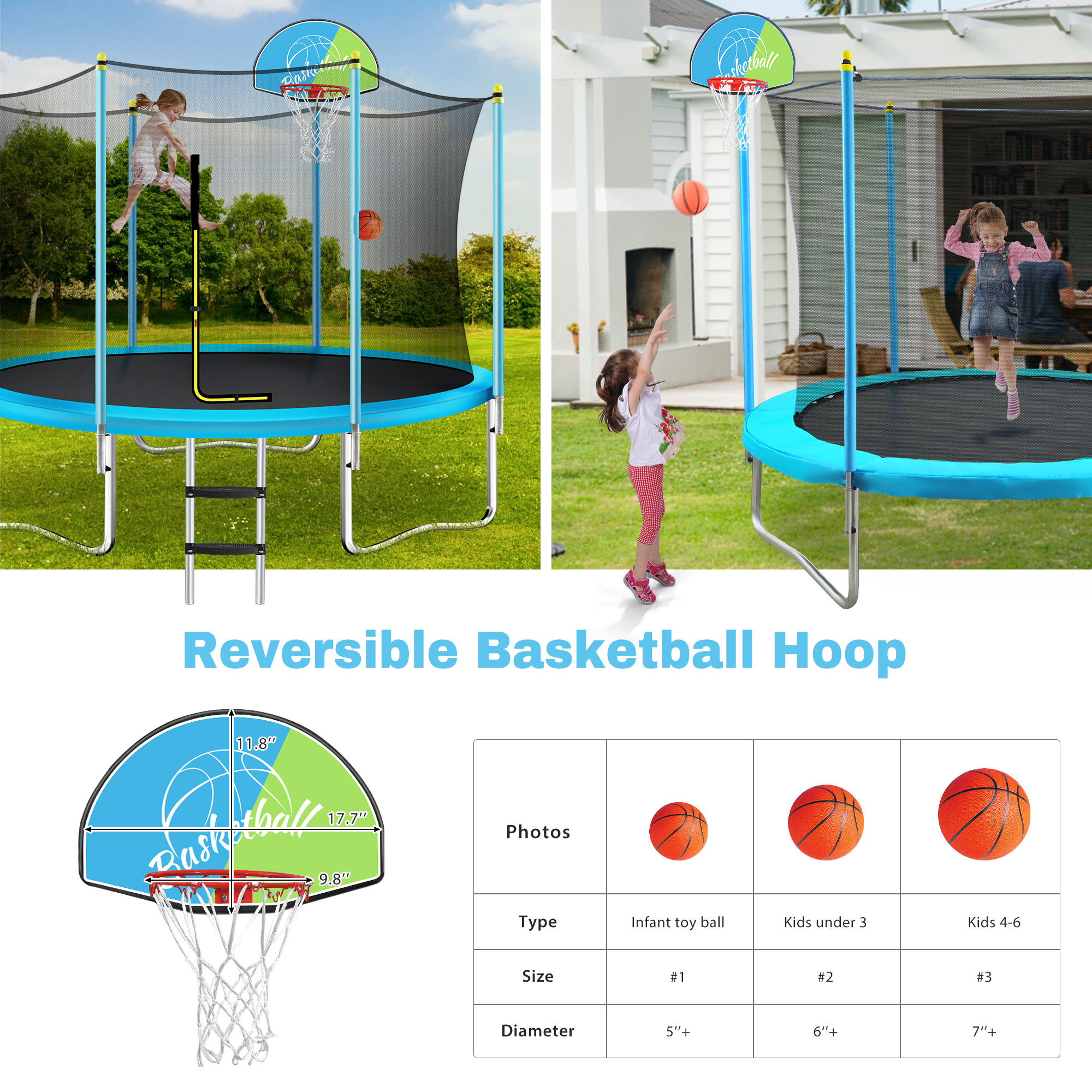8FT Trampoline for Kids