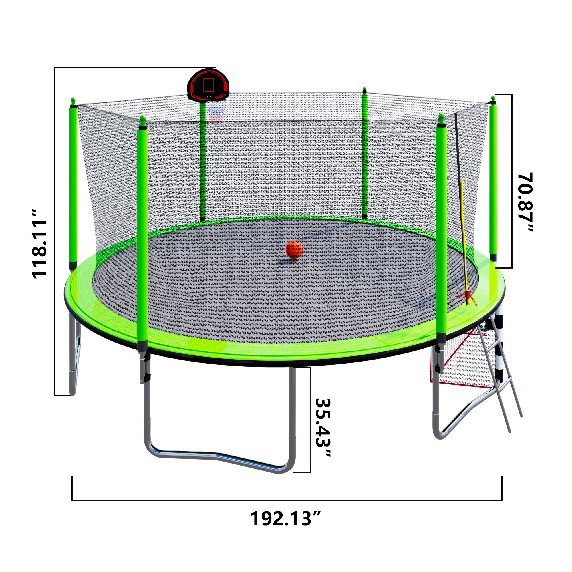 16FT Trampoline with Basketball Hoop pump and Ladder