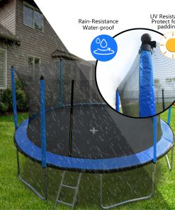 15FT Trampoline with Basketball Hoop Inflator and Ladder