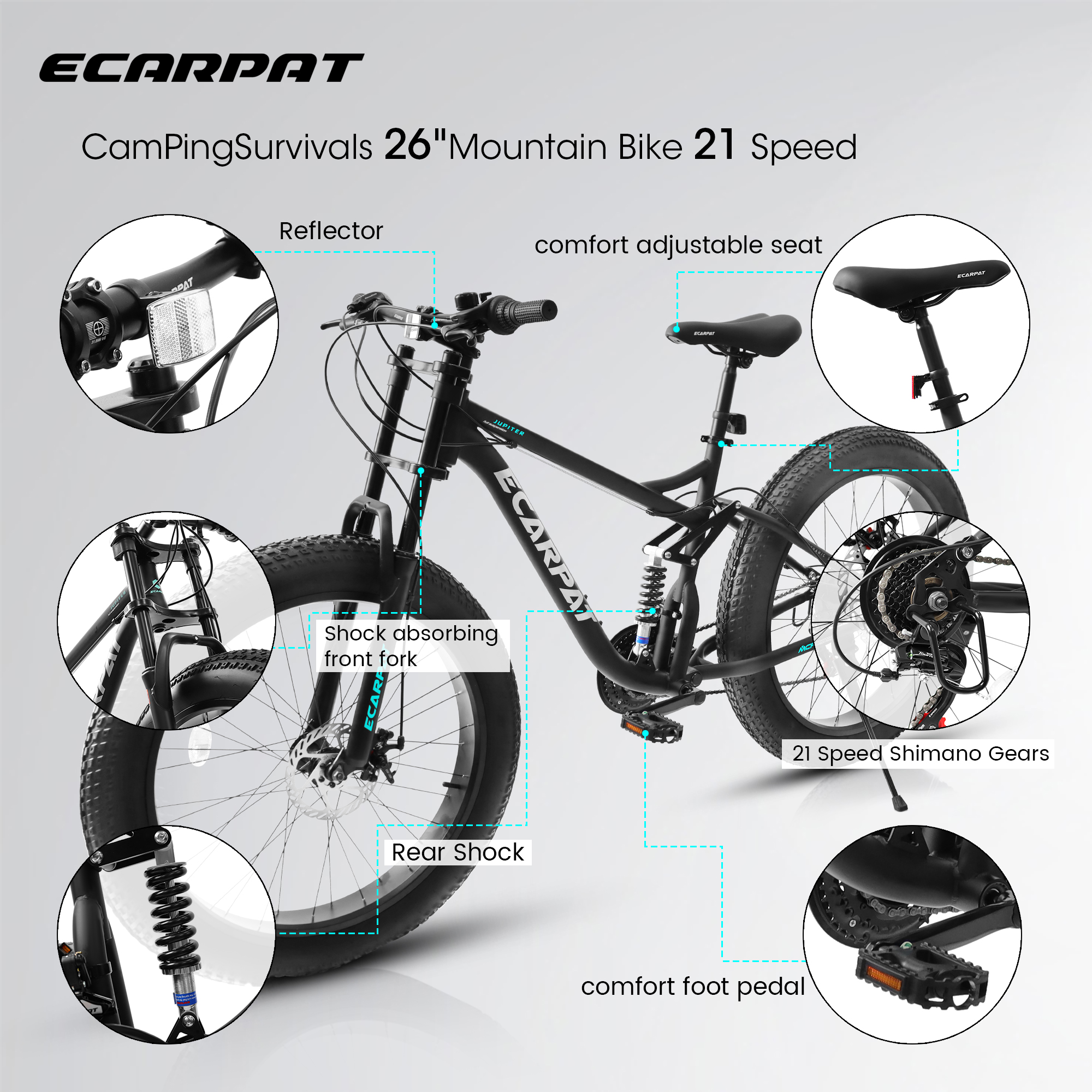 E-CARPAT A26309 26″ Mountain Bike 21 Speed