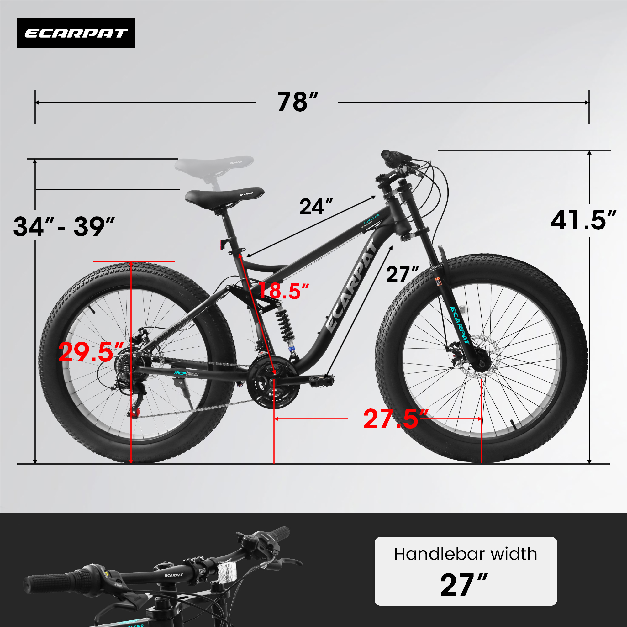 E-CARPAT A26309 26″ Mountain Bike 21 Speed