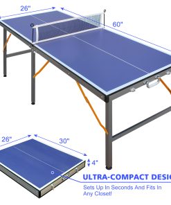 Foldable & Portable 5FT Mid-Size Table Tennis Table