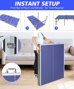 Foldable & Portable 5FT Mid-Size Table Tennis Table