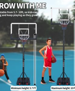 Height Adjustable Basketball Hoop with Stable Base and Wheels