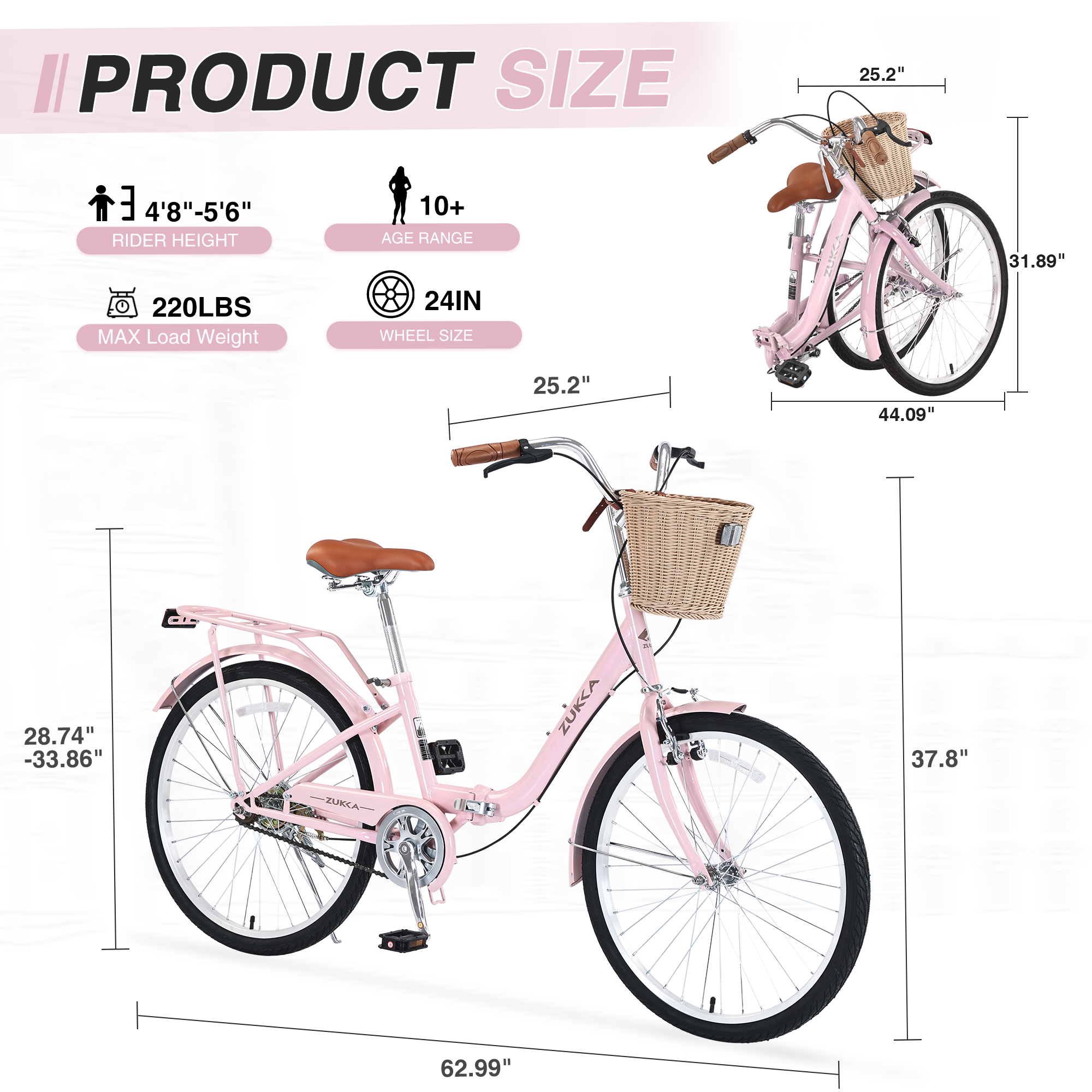 ZUKKA 24 inch Folding Lady Bike