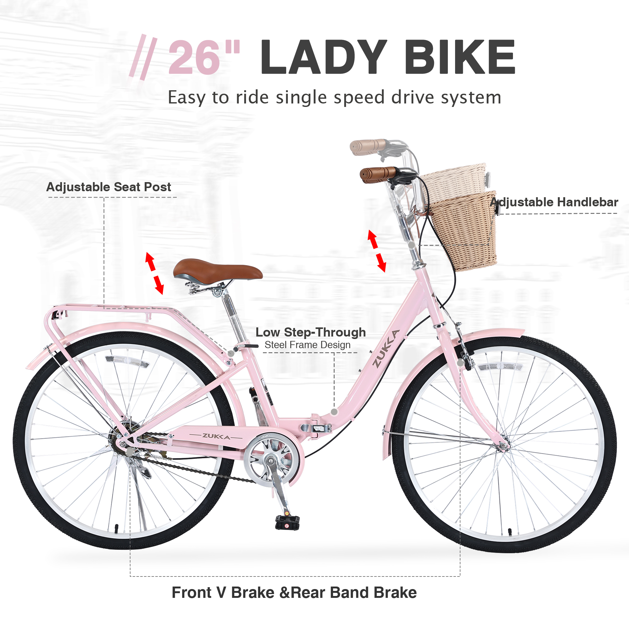 ZUKKA 26 inch Folding Lady Bike