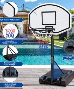 Height-Adjustable Portable Poolside Basketball Hoop