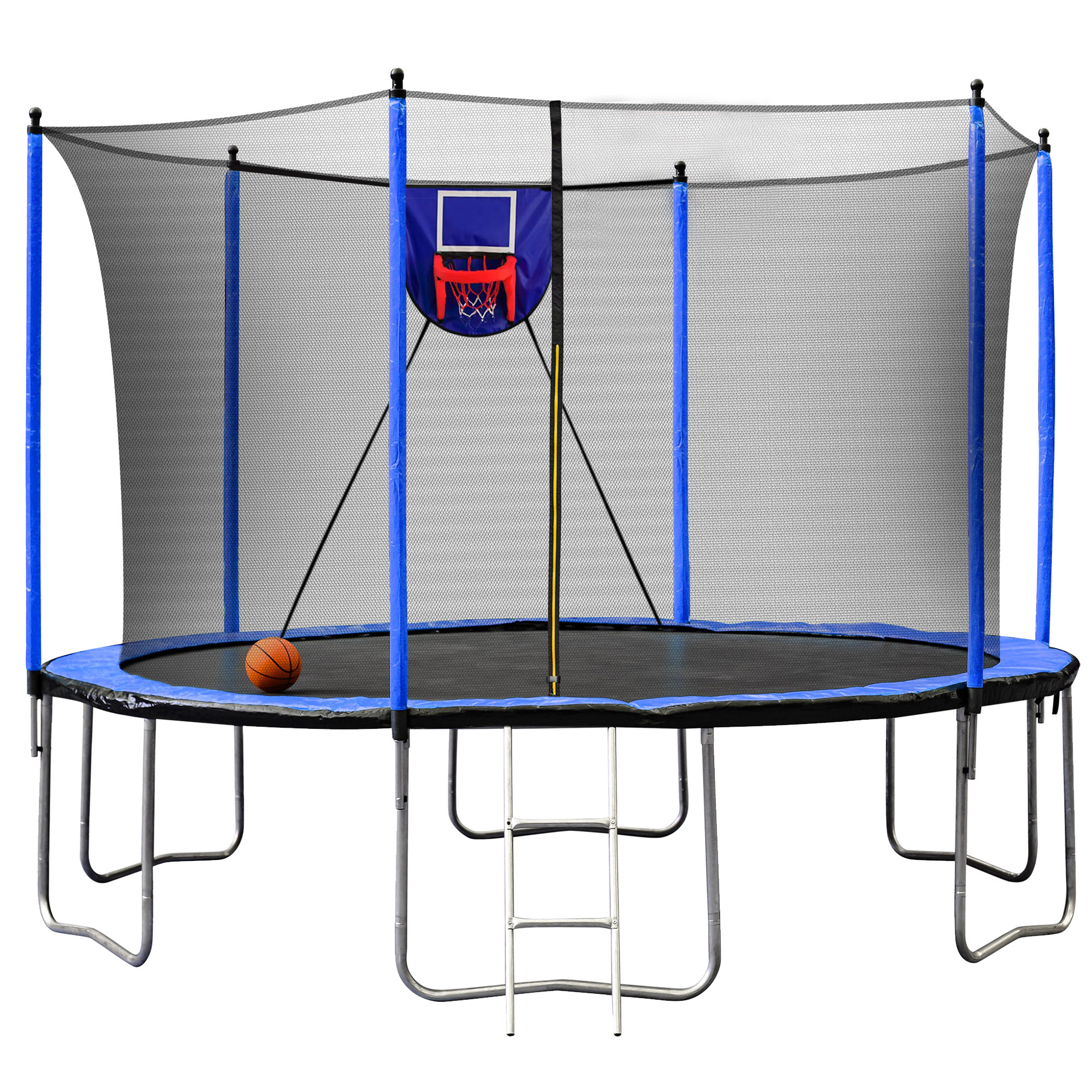 15FT Trampoline with Basketball Hoop Inflator and Ladder