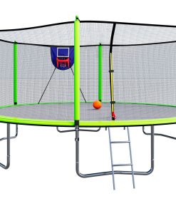 15FT Trampoline with Basketball Hoop Inflator and Ladder