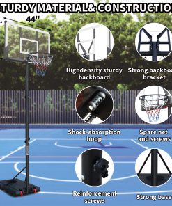 Height Adjustable Basketball Hoop with Stable Base and Wheels