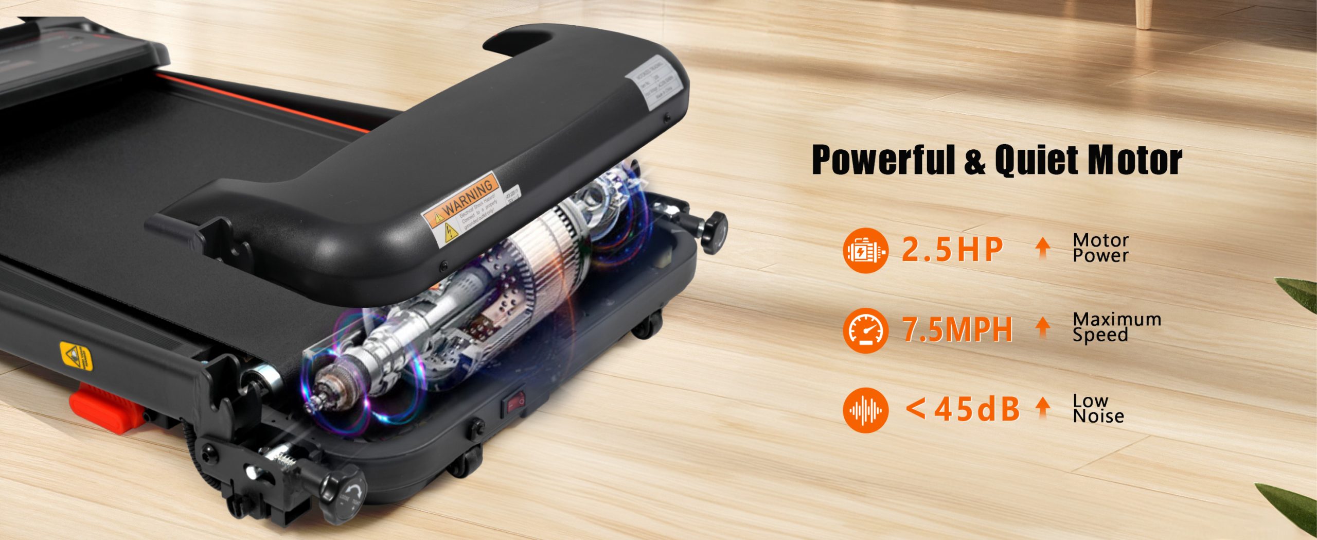 2.5HP Quiet Folding Treadmill