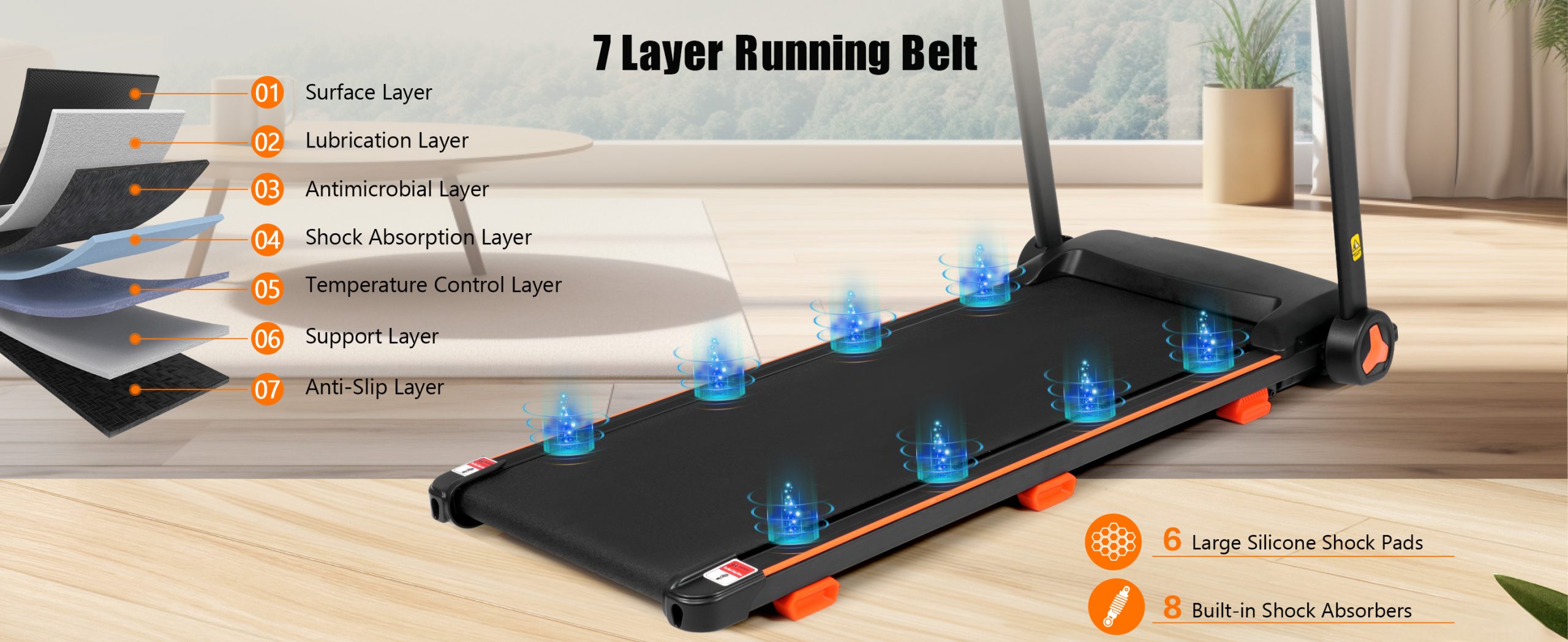 2.5HP Quiet Folding Treadmill