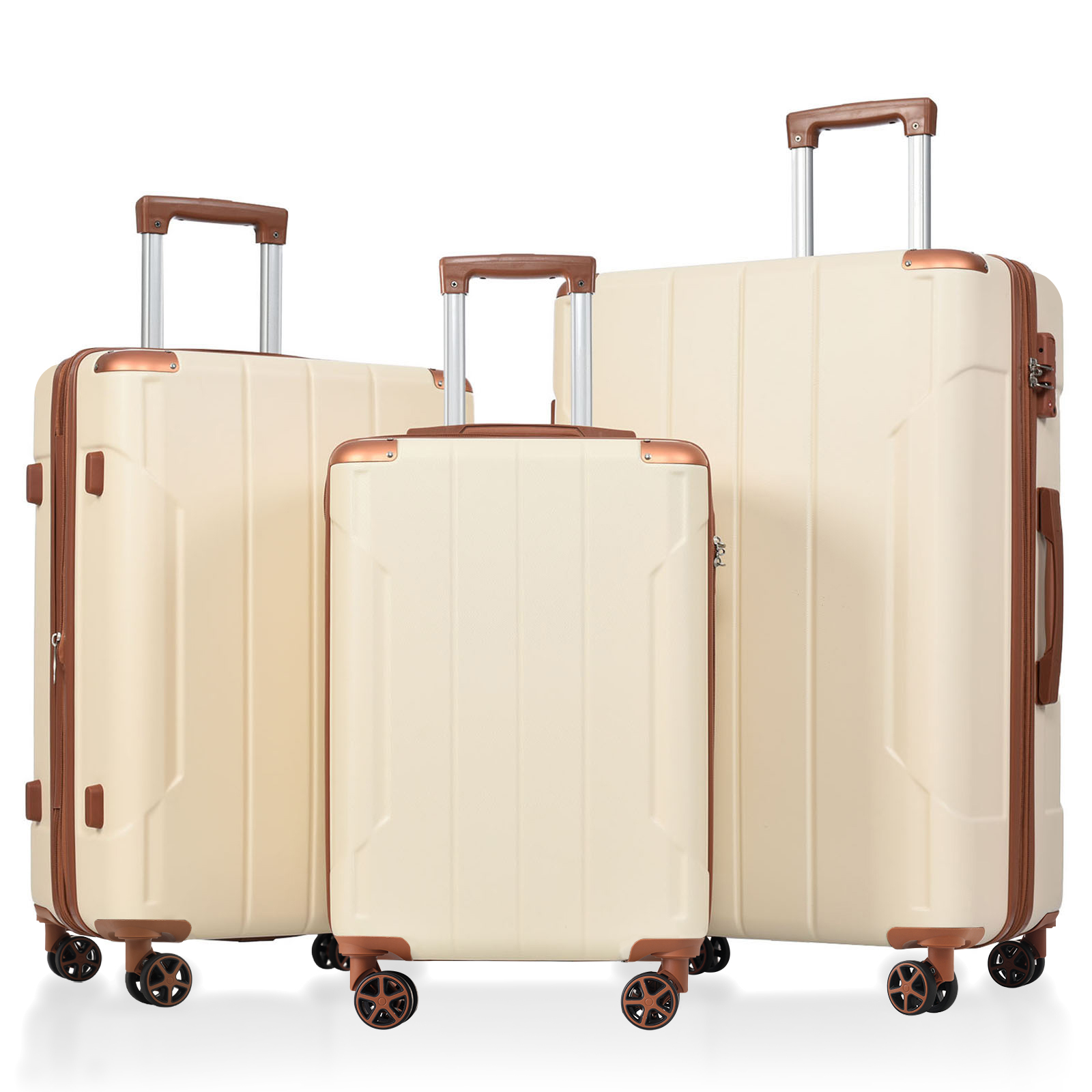 3 Piece Luggage Set, Hard Shell ABS Suitcases