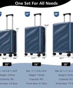 3 Piece Luggage Set with Spinner Wheels and TSA Lock