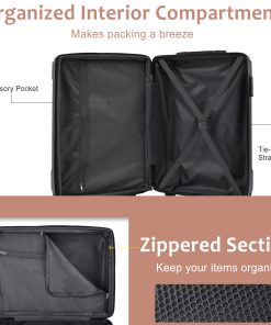 3 Piece Luggage Set, Hard Shell ABS Suitcases
