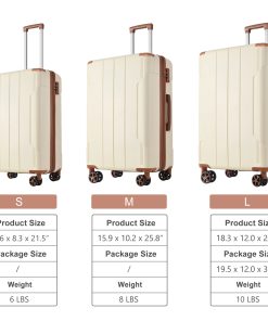 3 Piece Luggage Set, Hard Shell ABS Suitcases