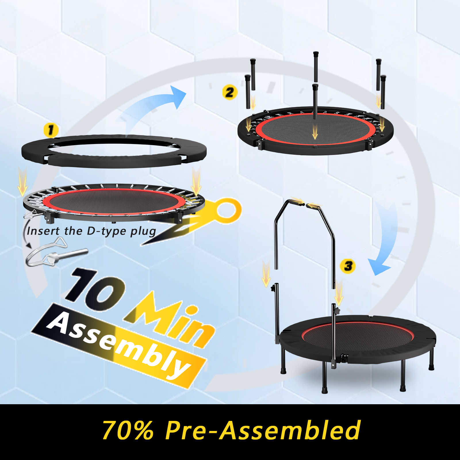 40-inch Foldable Trampoline With Handle - Image 3