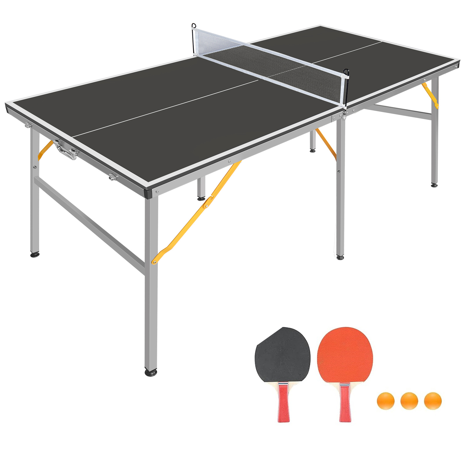 6FT Black Mid-Size Table Tennis Table