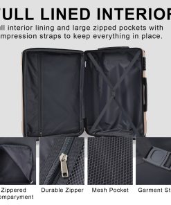 3 Piece Luggage Set, Hard Shell ABS Suitcases