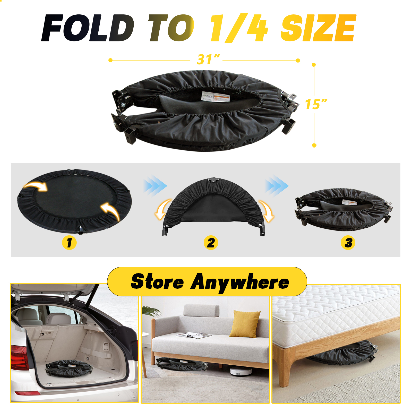 40-inch Foldable Trampoline With Handle - Image 7
