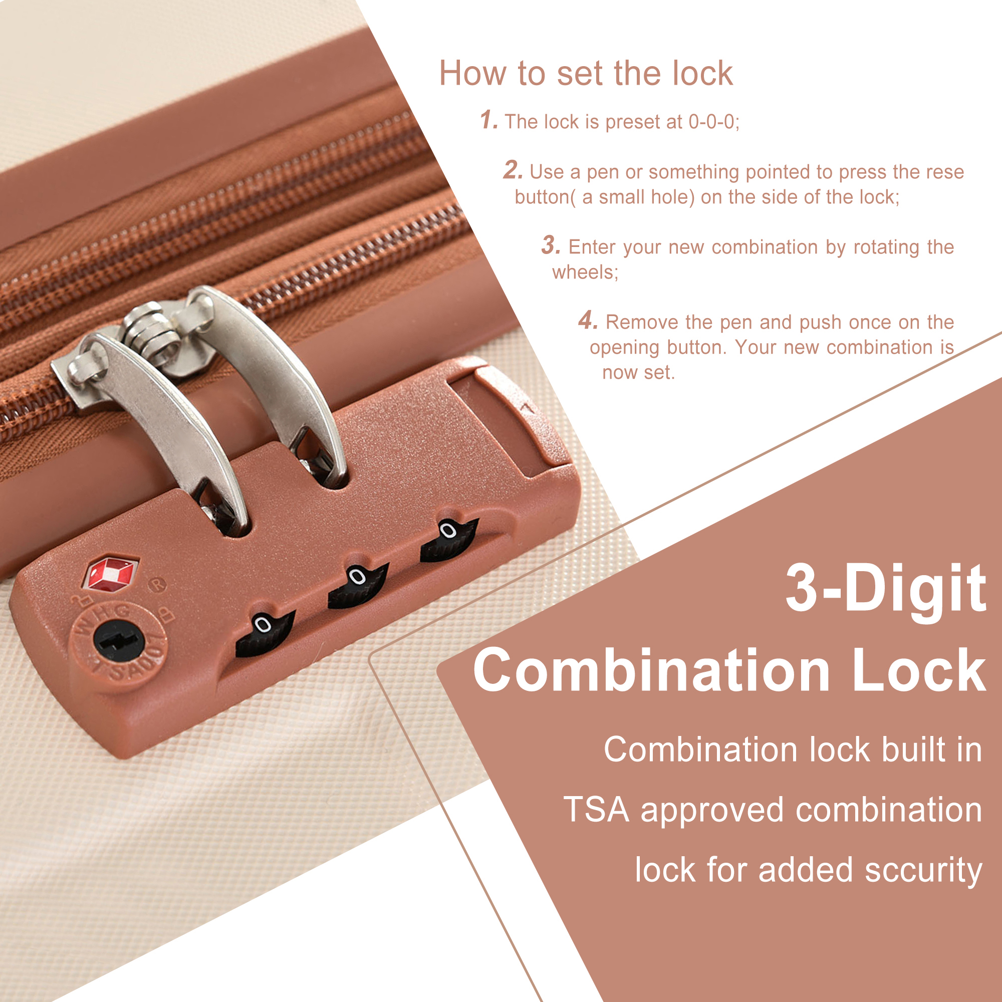 3 Piece Luggage Set, Hard Shell ABS Suitcases