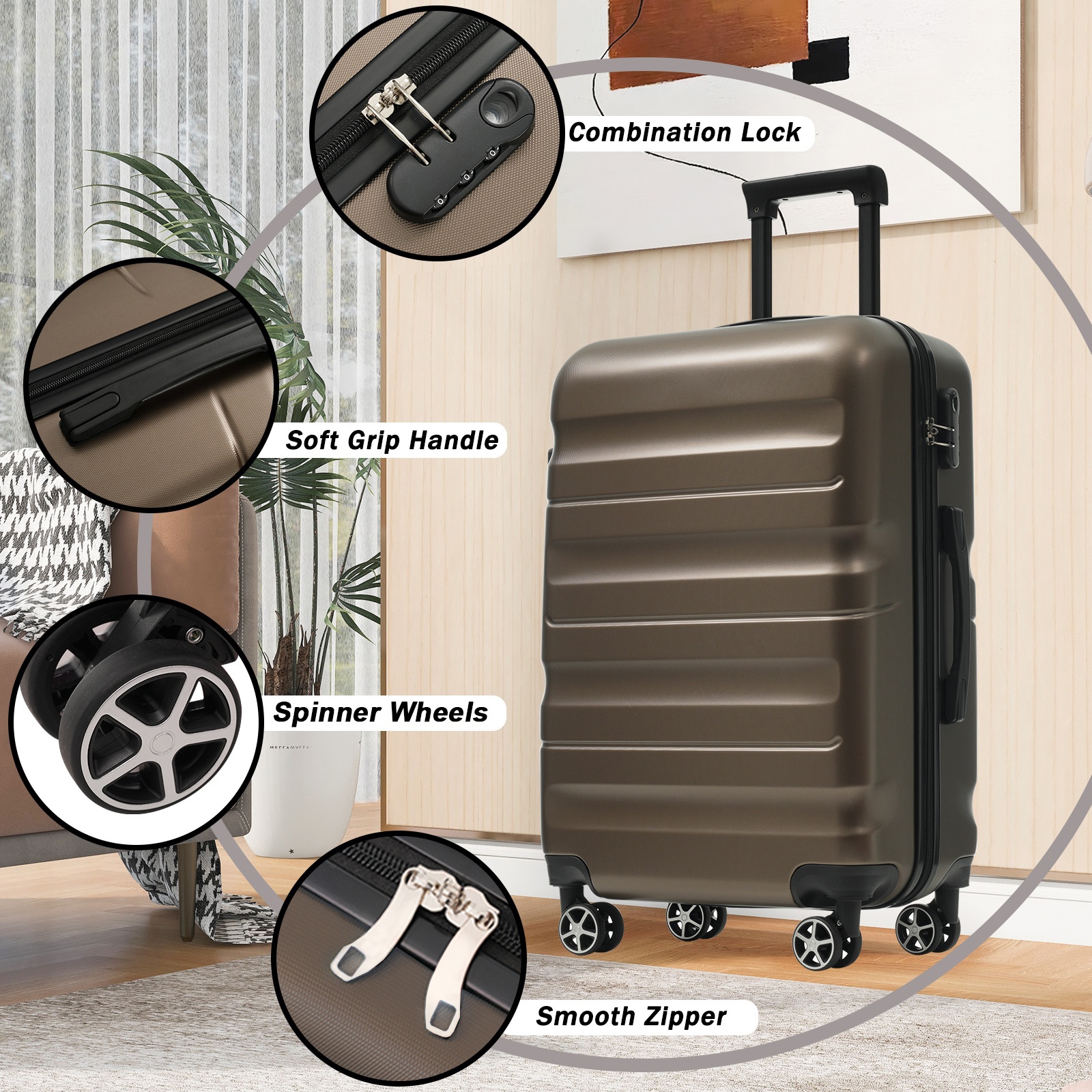 28 Inch Luggage, Hardshell ABS Suitcase With Spinner Wheels