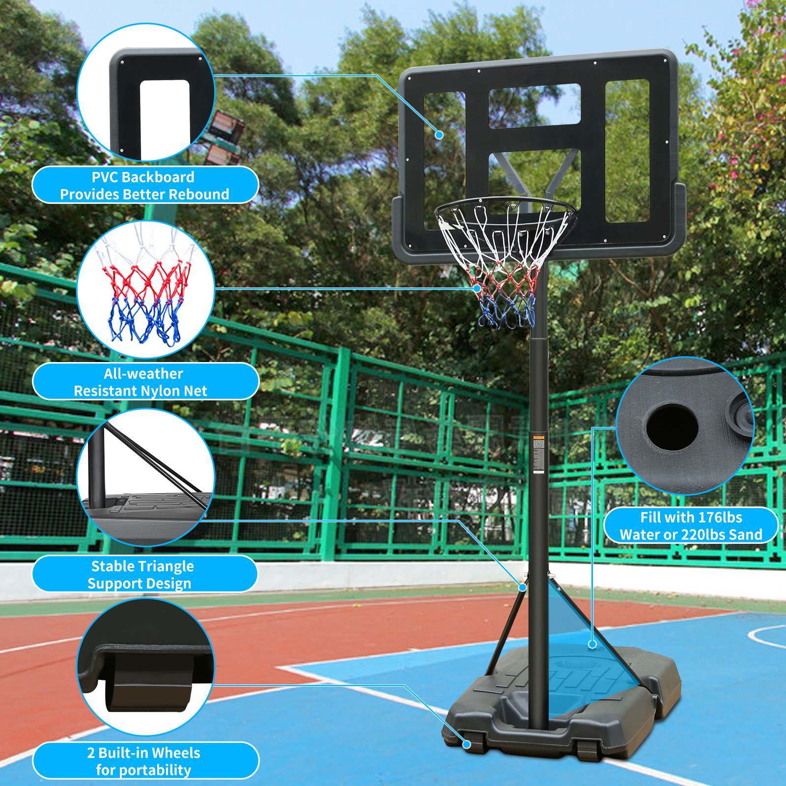 Height Adjustable Basketball Hoop Stand