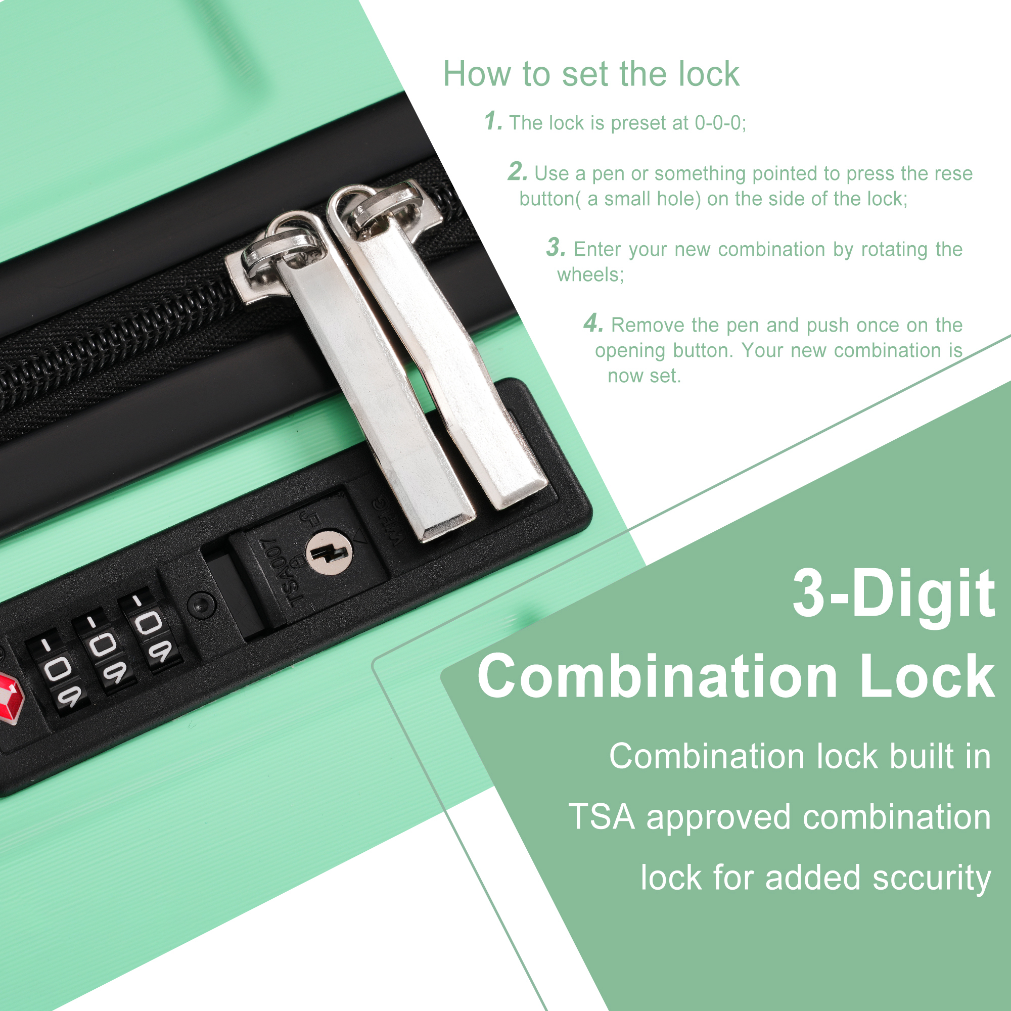 20-Inch Hardshell Carry-On Luggage, 2 Packing Cubes