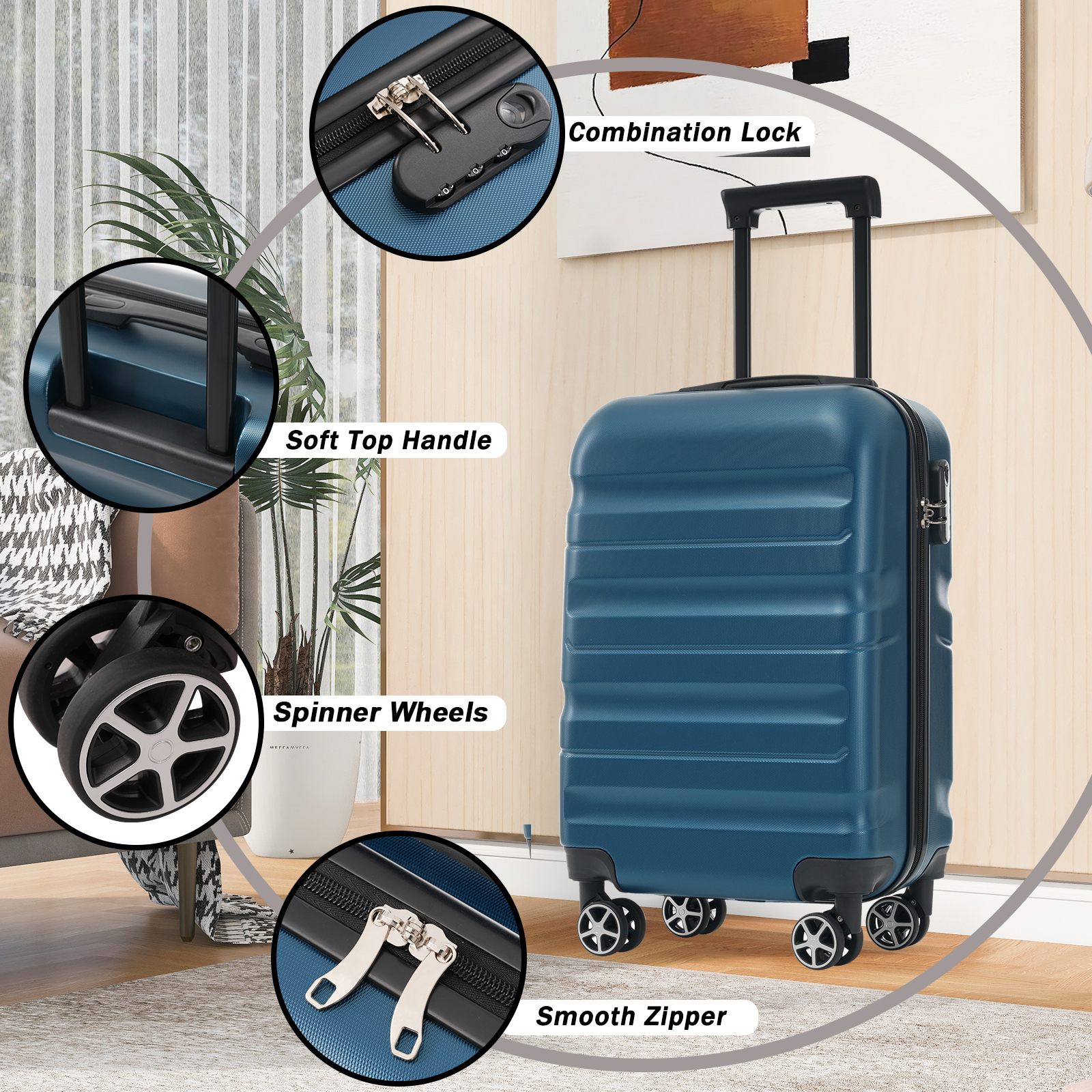 Hardshell ABS Carry-On Luggage with Spinner Wheels