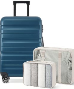 24-Inch Checked Suitcase with Spinner Wheels