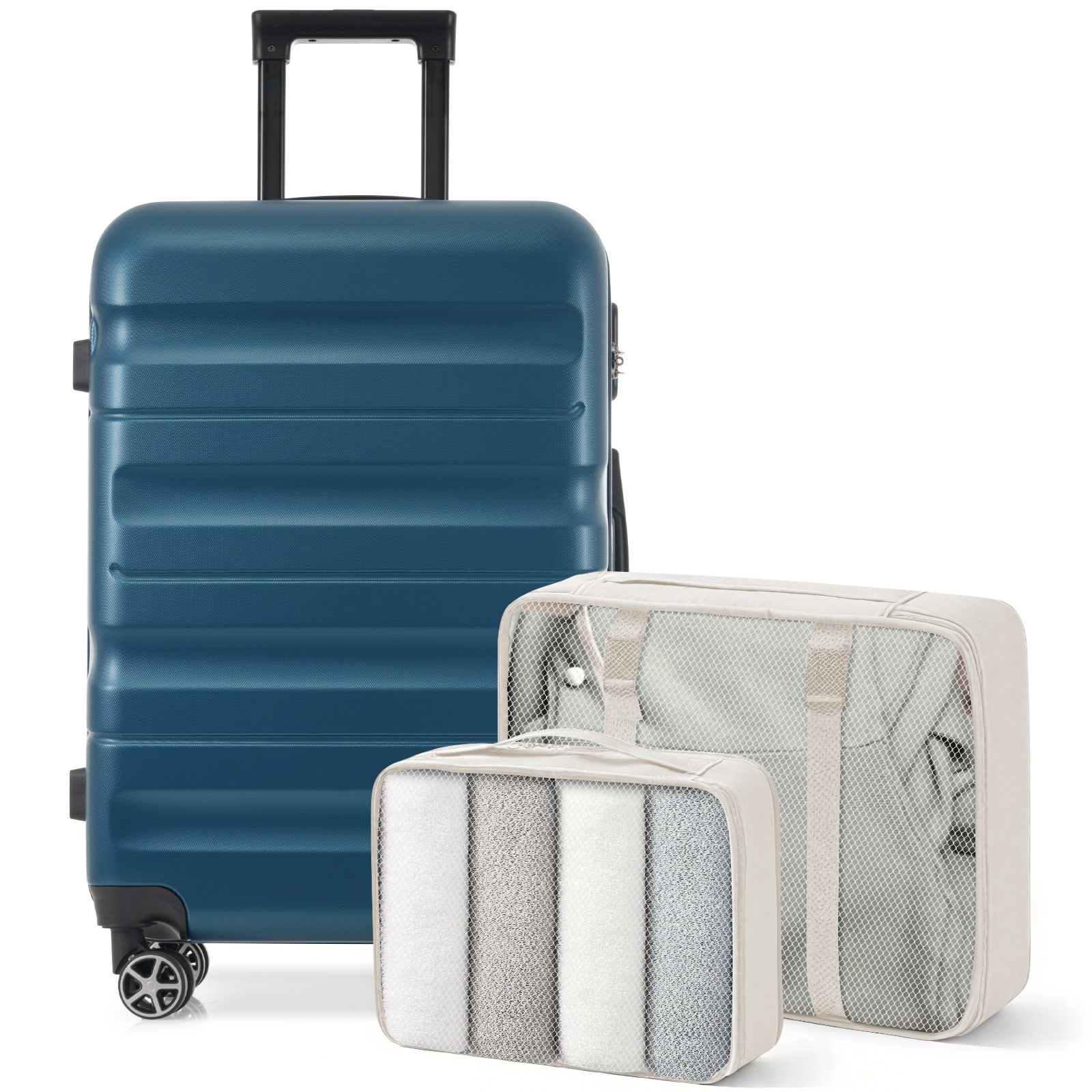 24-Inch Checked Suitcase with Spinner Wheels