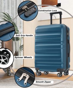 24-Inch Checked Suitcase with Spinner Wheels