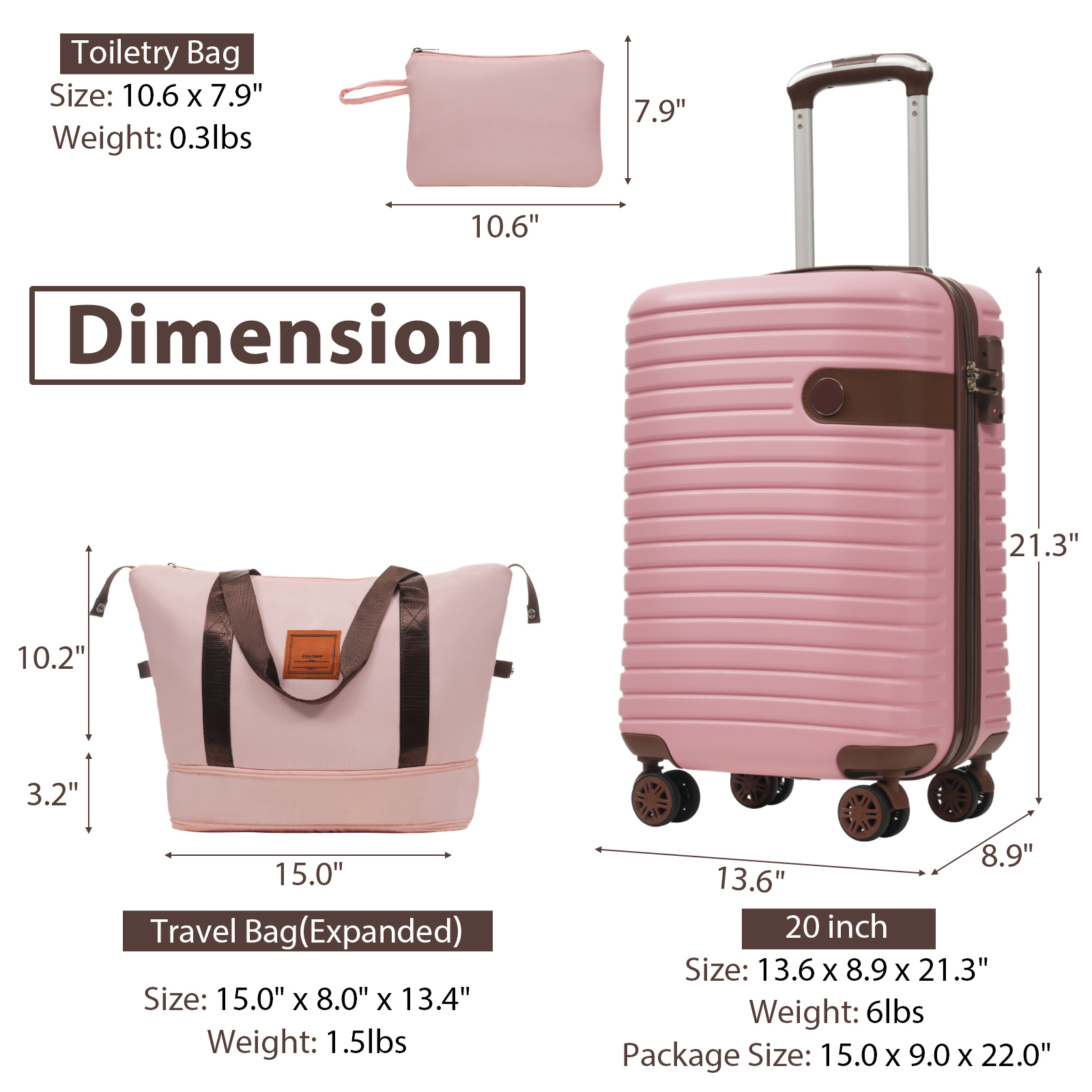 3 Piece Carry on Luggage Sets