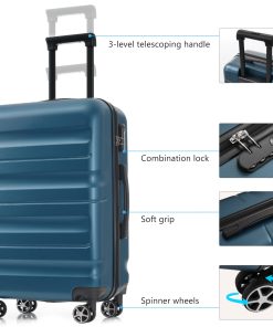 24-Inch Checked Suitcase with Spinner Wheels