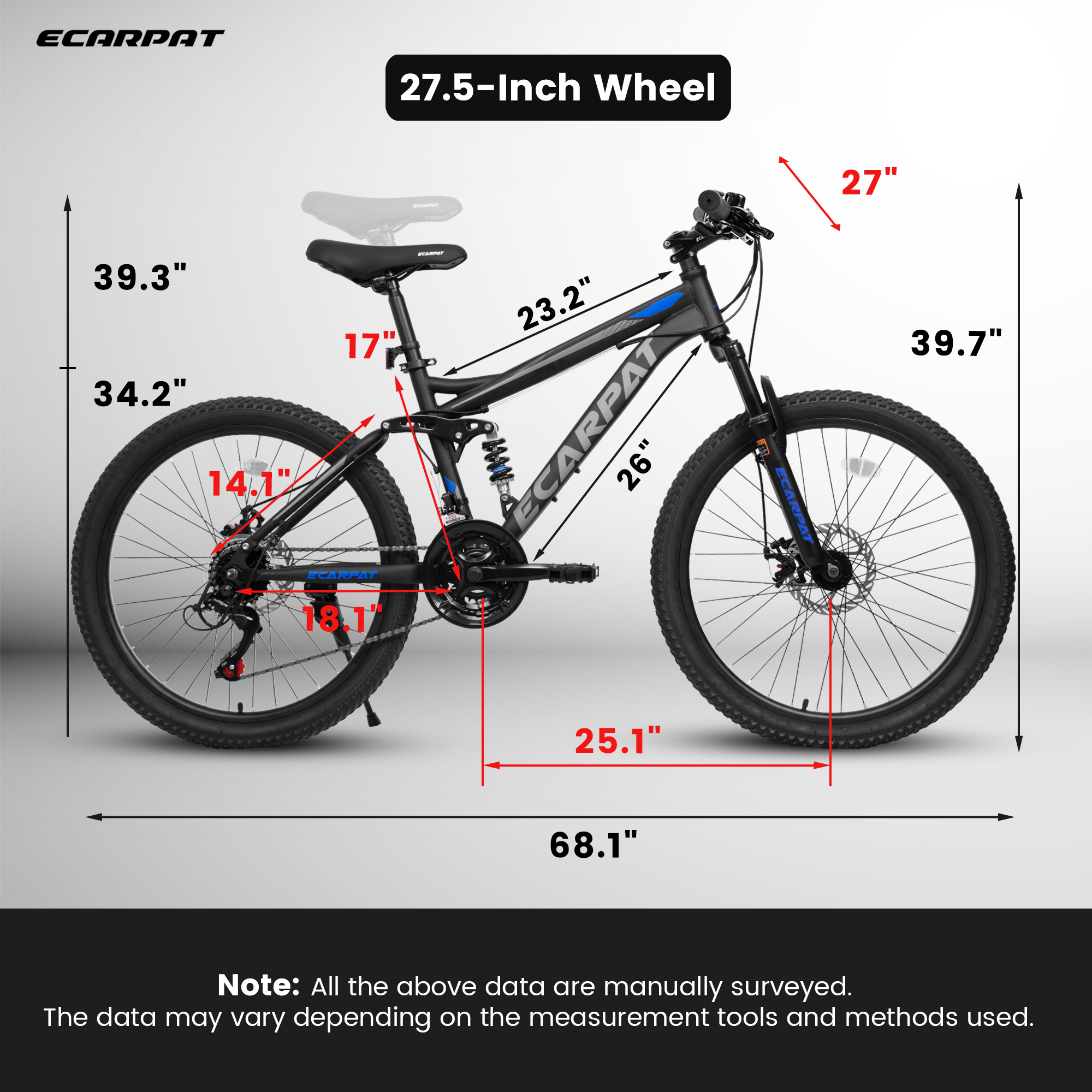 ECARPAT A2760 27.5 Inch Full Suspension Mountain Bike