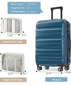 24-Inch Checked Suitcase with Spinner Wheels