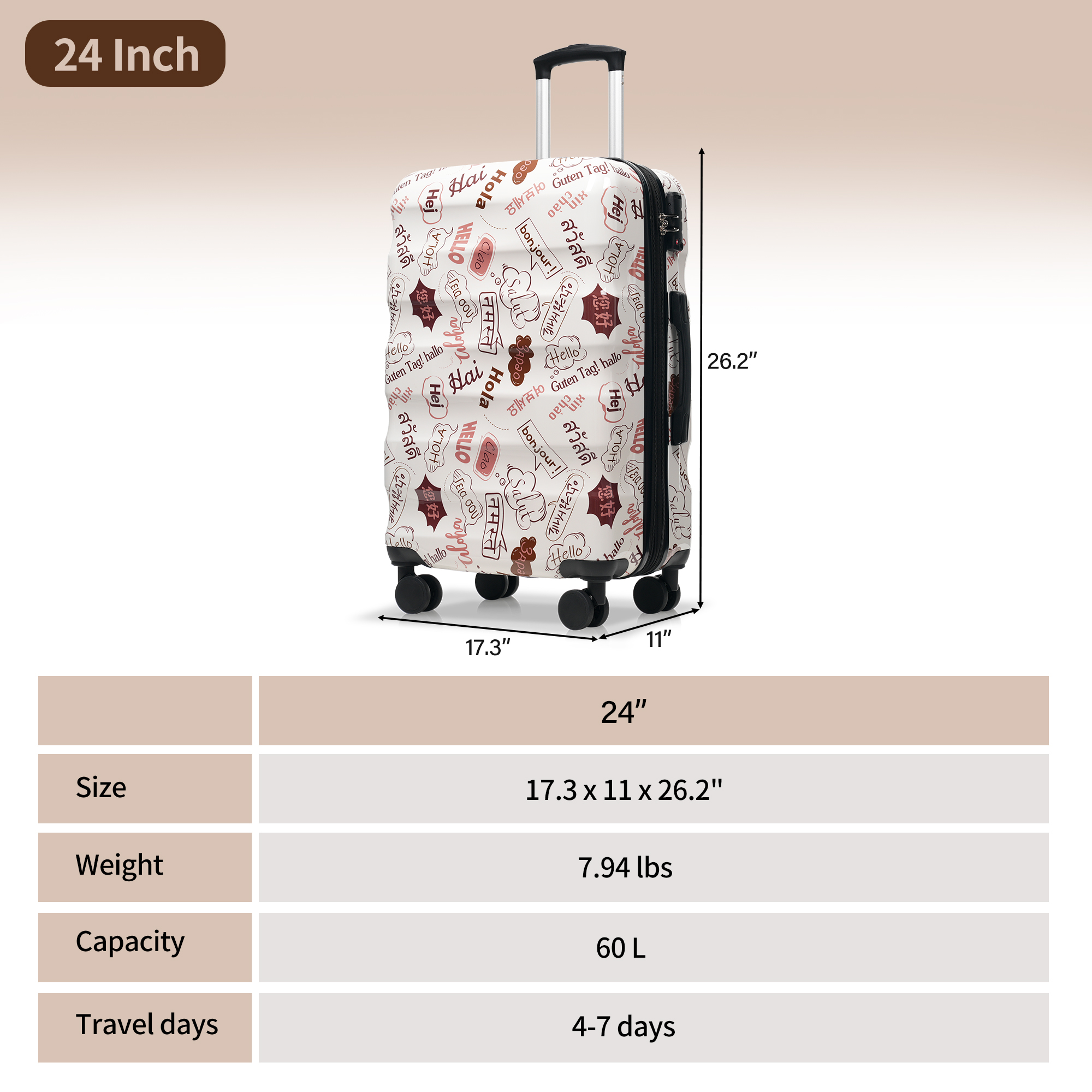 24 Inch Expandable Checked Luggage