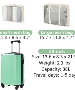 20-Inch Hardshell Carry-On Luggage, 2 Packing Cubes