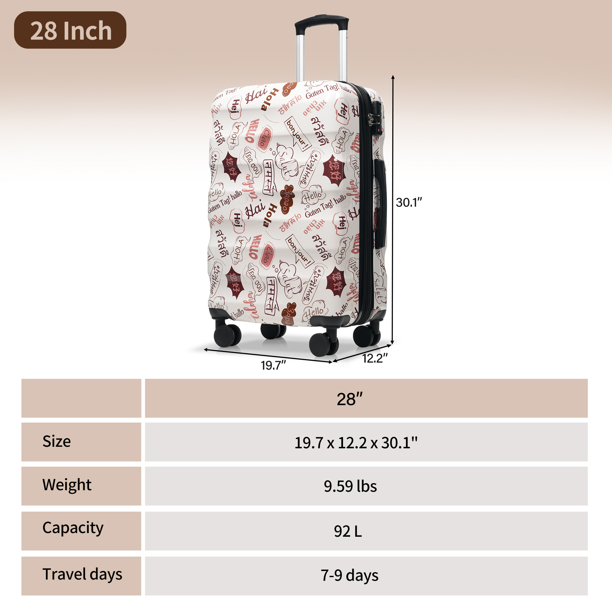 28 Inch Expandable Checked Luggage