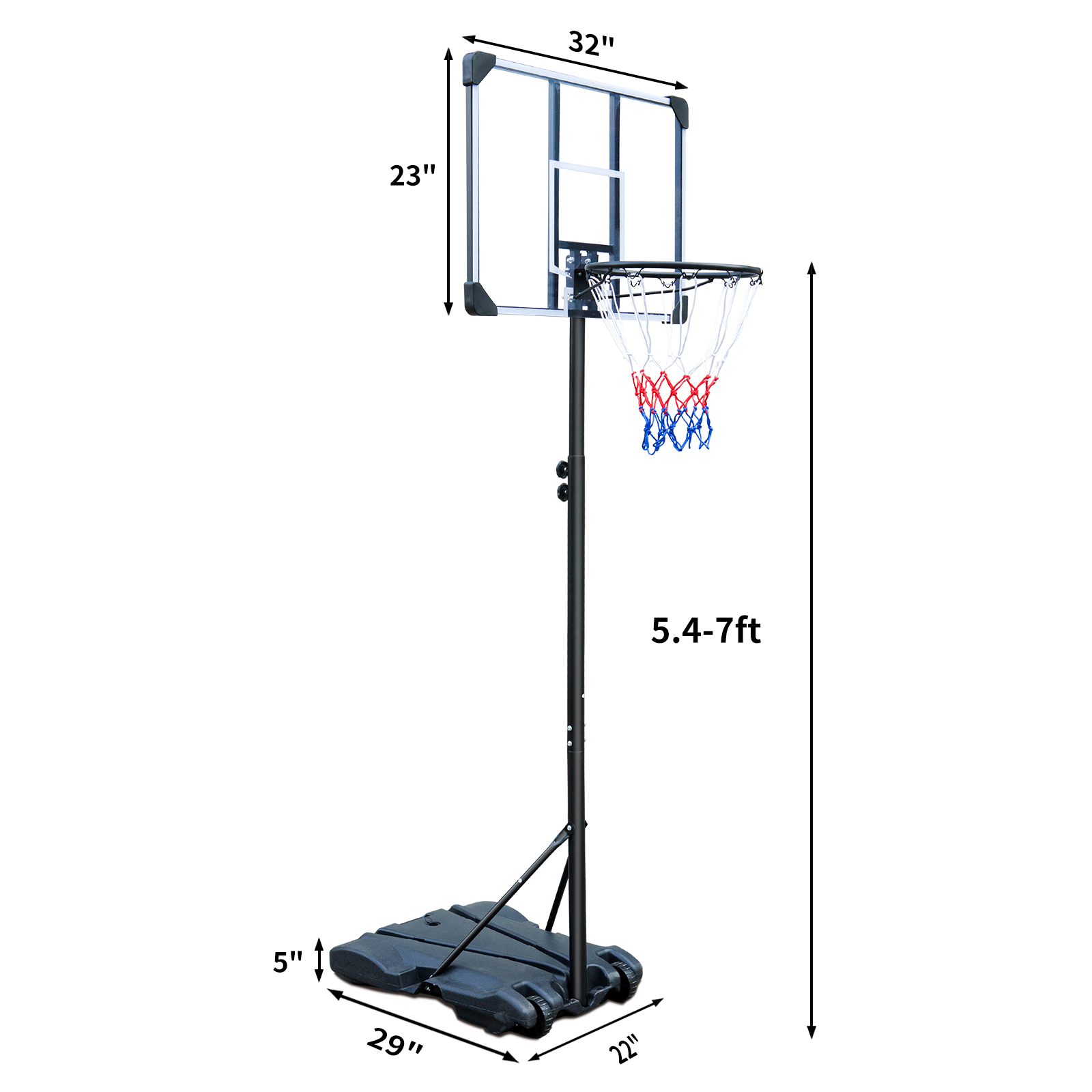 Portable Basketball Hoop Stand with Wheels for Youth