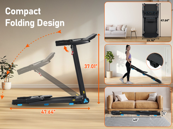3.0HP Quiet Foldable Treadmills