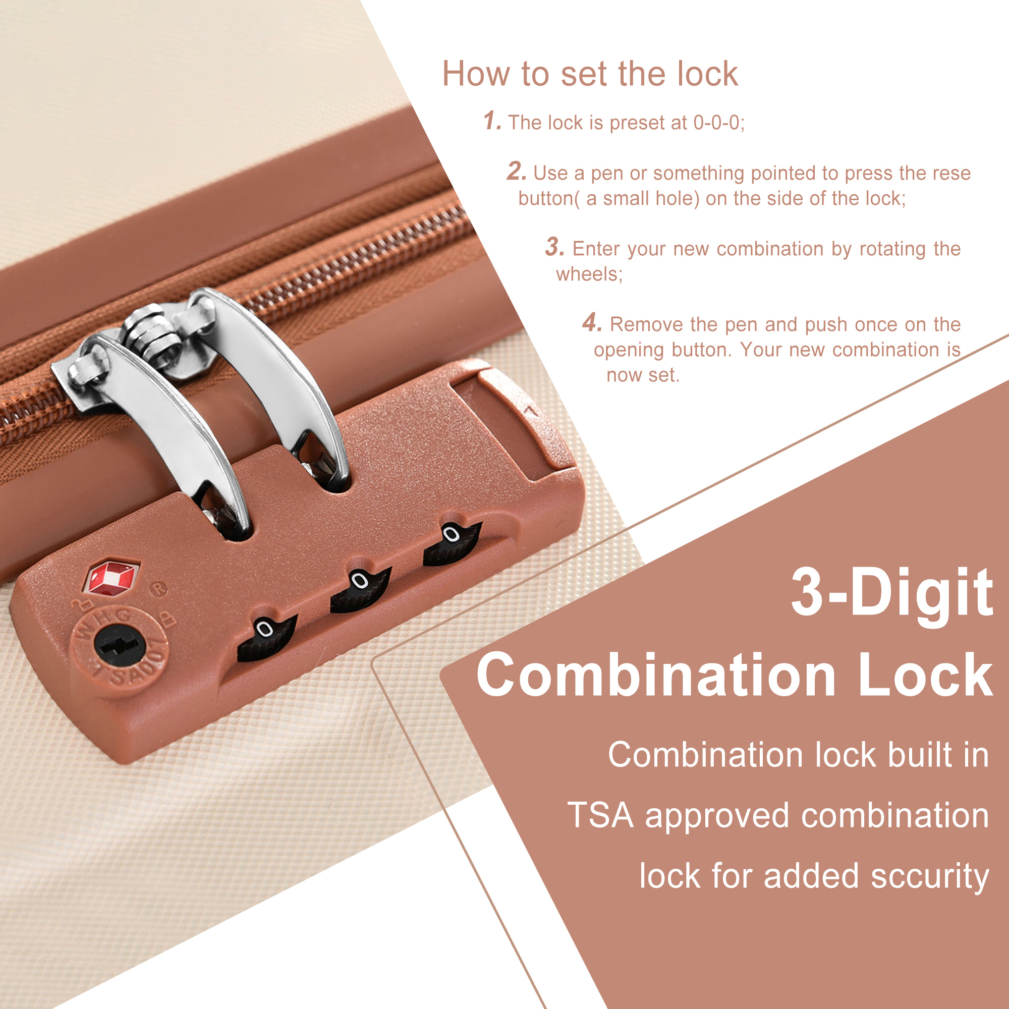 20 Inch 3 Piece Carry On Luggage Set