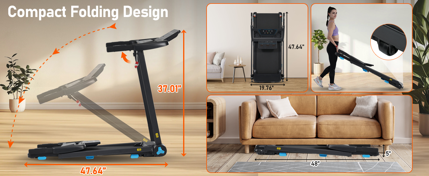 3.0HP Quiet Foldable Treadmills