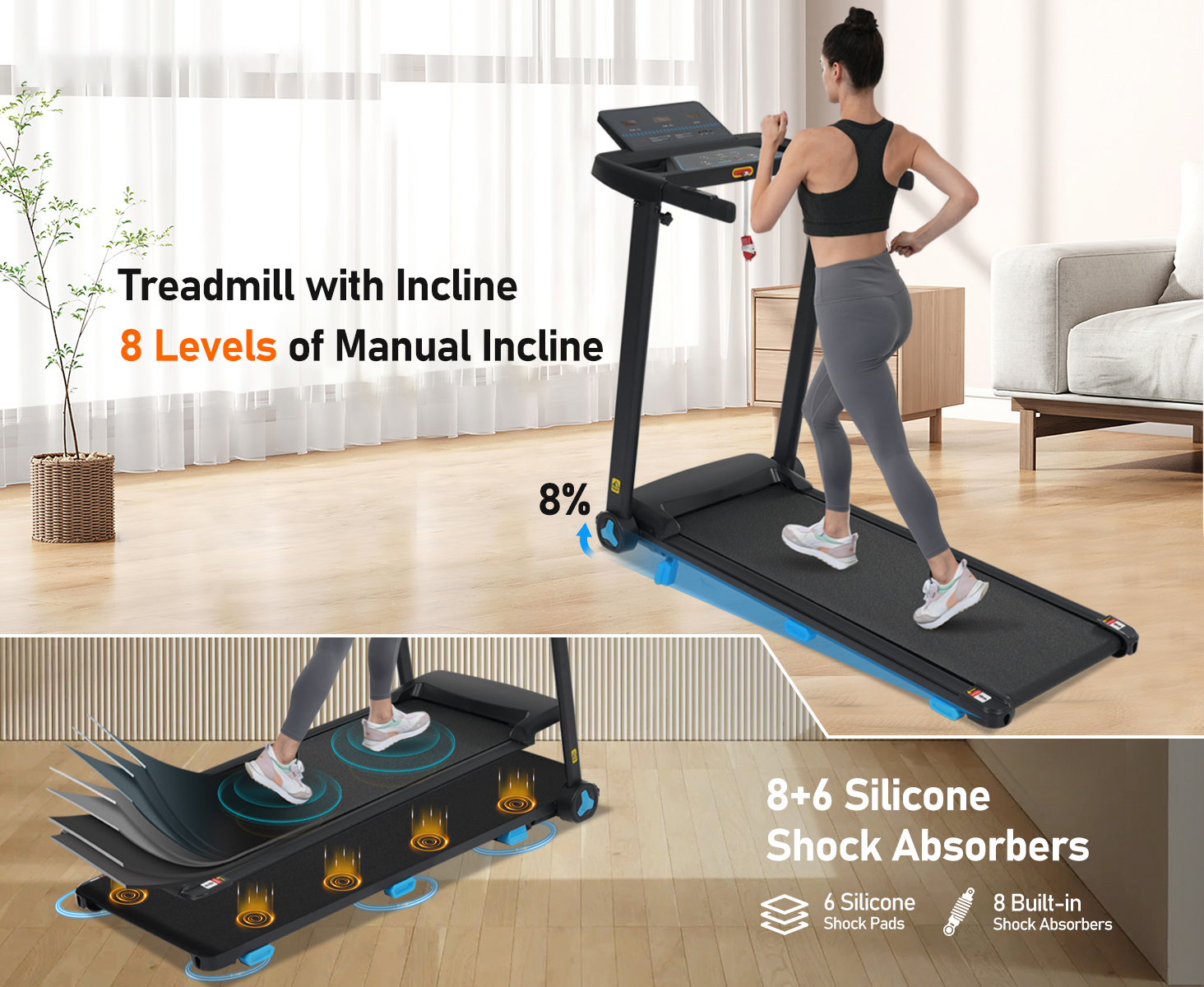 3.0HP Quiet Foldable Treadmills
