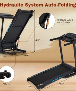 3.5HP Hydraulic System Auto Foldable Treadmill with Incline