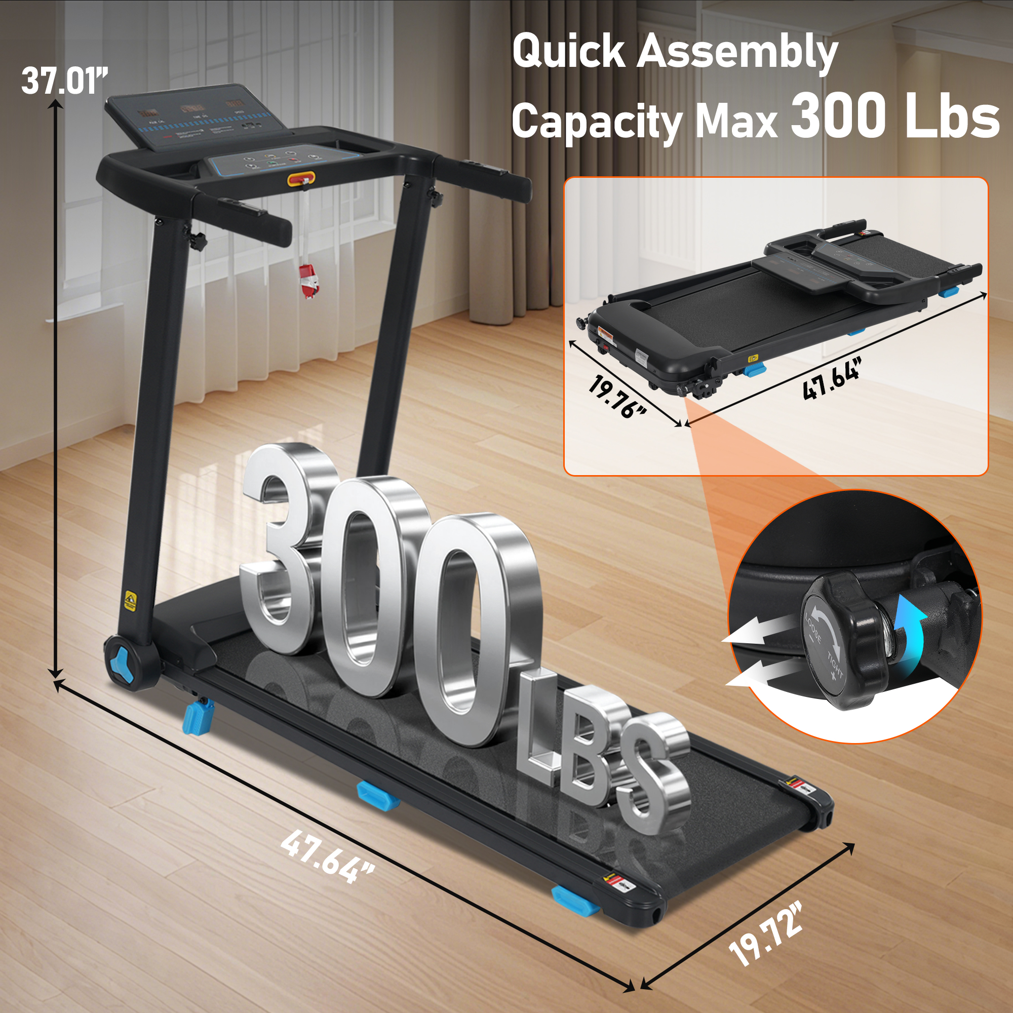3.0HP Quiet Foldable Treadmills