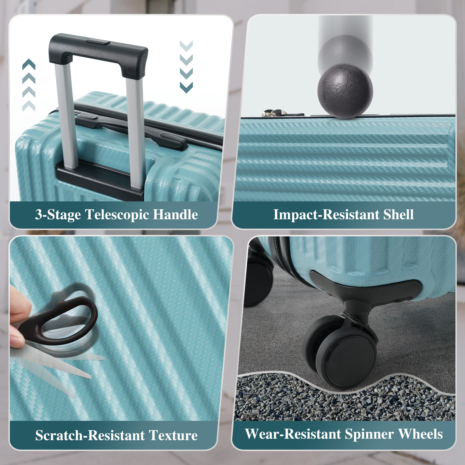 Durable Hardshell 3-Piece Luggage Set