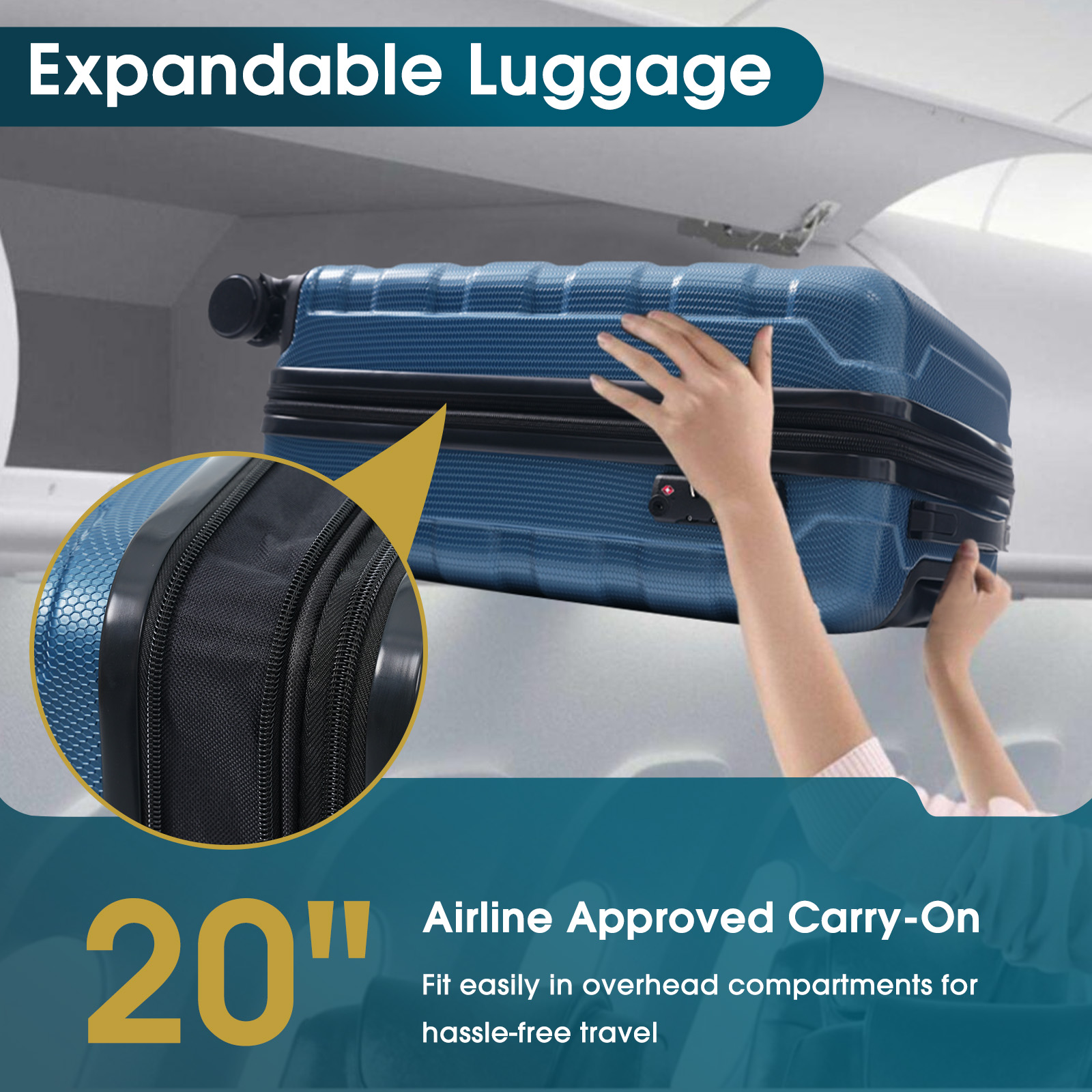 20 Inch Hardshell ABS Carry on Luggage