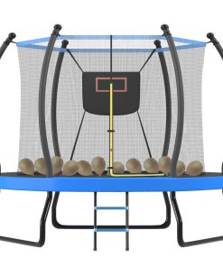 10FT Trampoline with Basketball Hoop, Enclosure net and Ladder