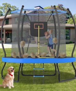 8FT Trampoline with Basketball Hoop, Enclosure net and Ladder
